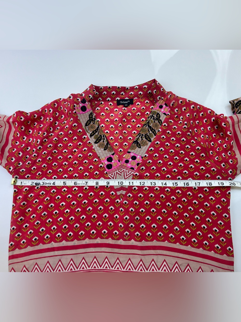 Tolani Red Patterned Silk Dress N261-28 - Picture 7 of 8